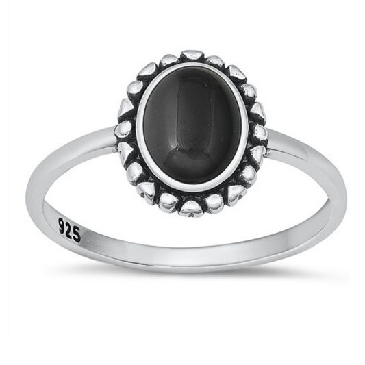 Black Onyx Bali Ring on a white background.