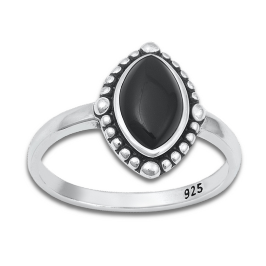 Black Onyx Boho Ring on a white background.