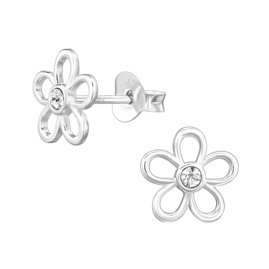 Flower CZ Crystal Earrings on a white background.