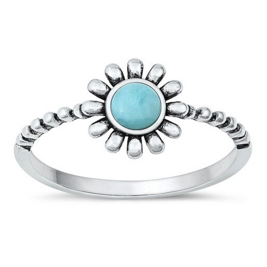 Larimar Flower Ring on a white background.