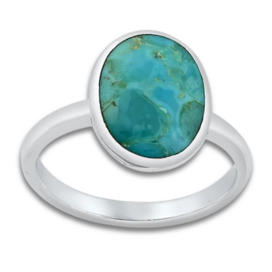 Medium Oval Turquoise Ring on a white background.