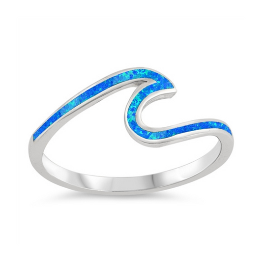 R-13 Blue Opal Wave Ring