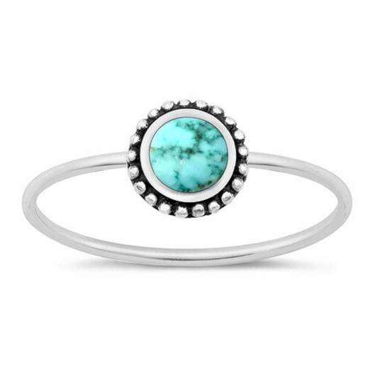 Small Turquoise Bali Ring on a white background.