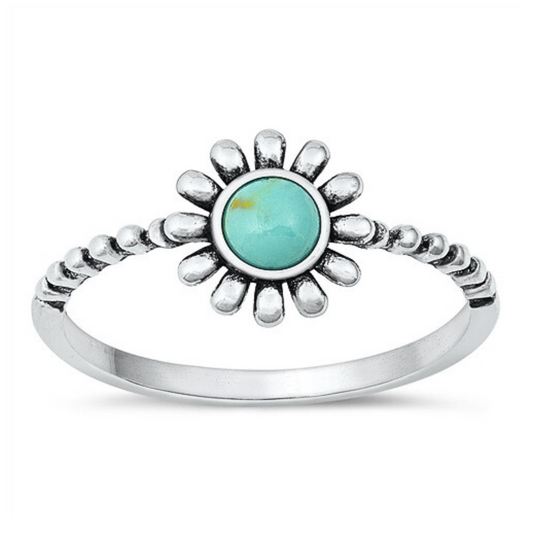 Turquoise Flower Ring on a white background.