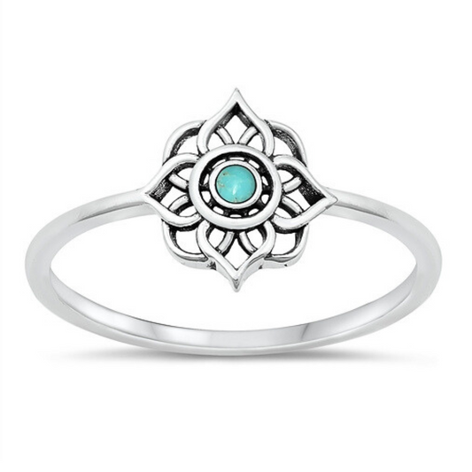 Turquoise Mandala Ring on a white background.