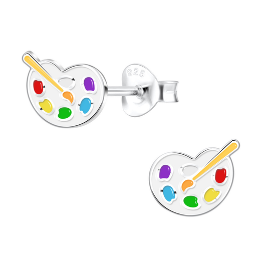 Artist Pallet Earrings on a white background.