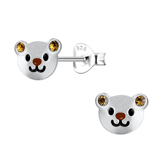 Bear Face Earrings on a white background.