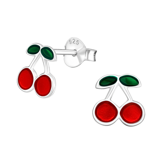 Cherry Earrings on a white background.