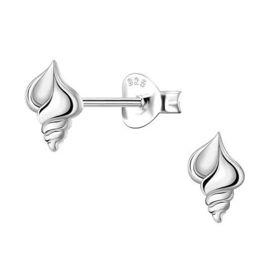 Conch Shell Earrings on a white background.