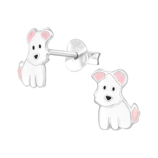 E-238 White Dog Earrings