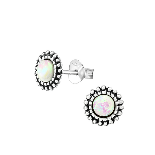 E-62 Bali Style Lab Opal Earrings