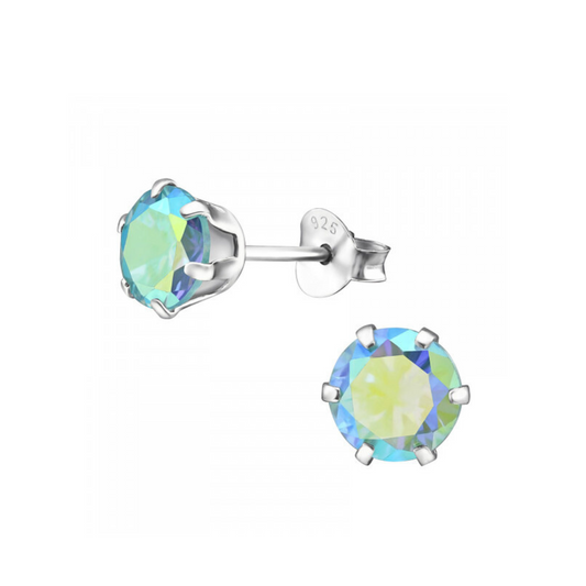 E-75 Aqua AB CZ Stud Earrings