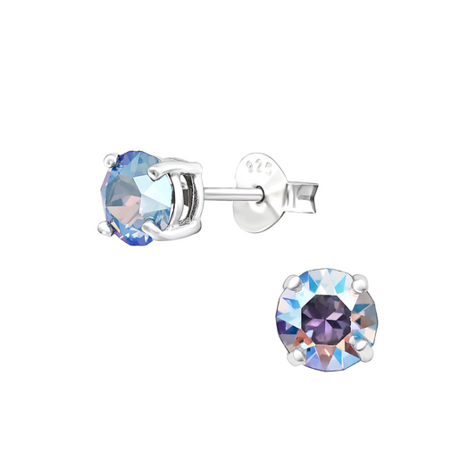 E-77 Light Sapphire AB CZ Stud Earrings