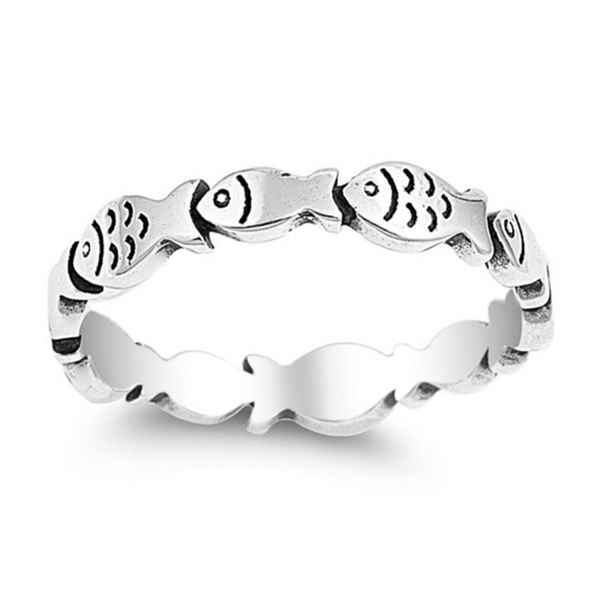 Fish Infinity Ring on a white background.