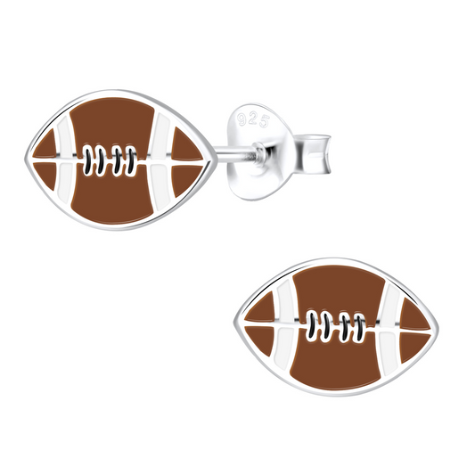 Football Earrings on a white background.