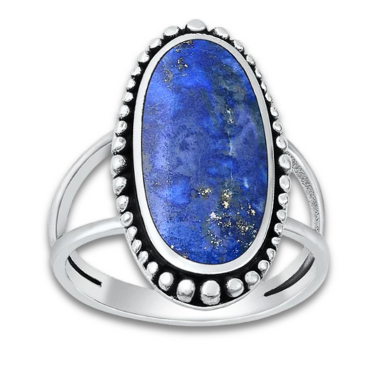 Lapis Double Band Ring on a white background.
