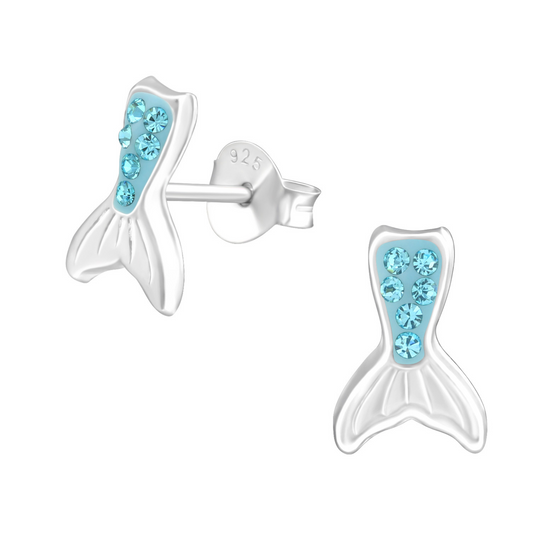  Mermaid Tail CZ Crystal Earrings on a white background.