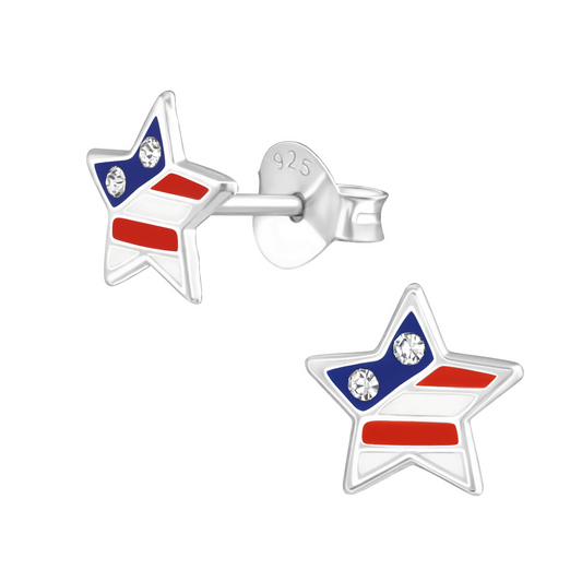 Patriotic Star Earrings on a white background.