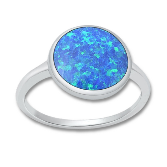 R-53 Large Round Blue Lab Opal Ring