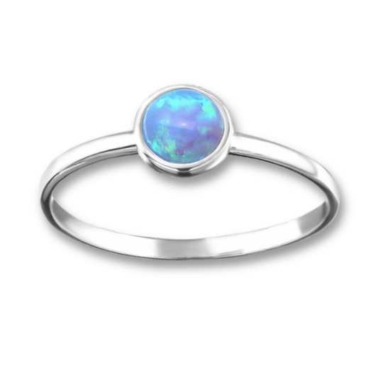 R-93 Tiny Round Blue Opal Ring