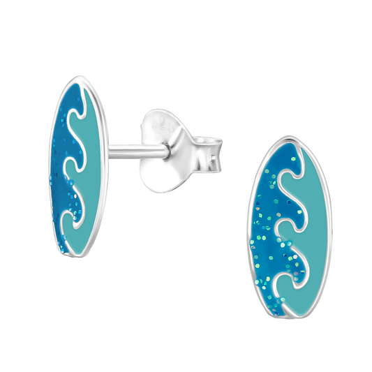 Surfboard Earrings on a white background.