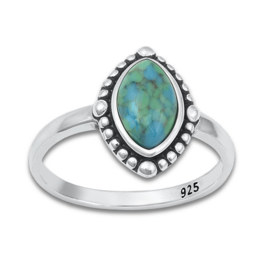 Turquoise Boho Ring on a white background.