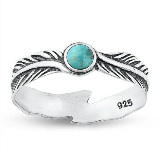     Turquoise Double Feather Ring on a white background.