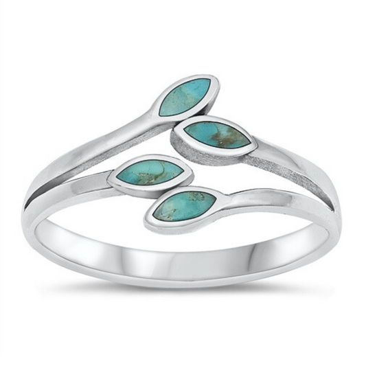 Turquoise Leaves Ring on a white background.