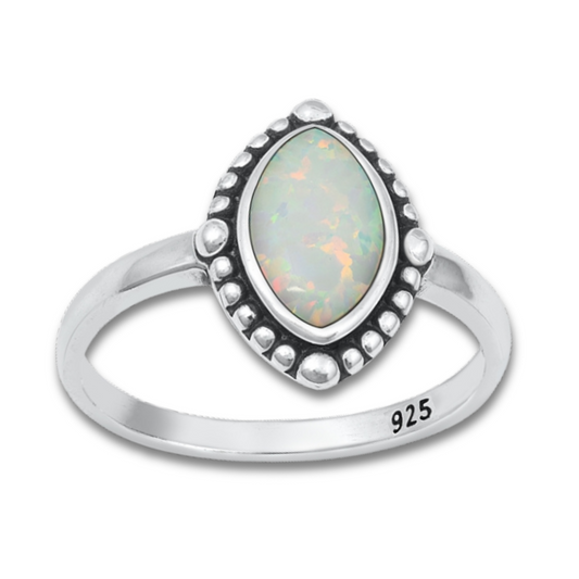 White Opal Boho Ring on a white background.